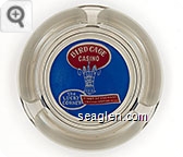 Bird Cage Casino, The Lucky Corner, First at Fremont, in Downtown Las Vegas Nevada - White on red and blue imprint Glass Ashtray