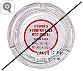 Bruno's Country Club and Motel, Coffee Shop, Phone 557-9937, Gerlach, Nevada - Red imprint Glass Ashtray