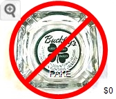 Buckley's;  Another presumed 'reproduction' with a decal applied to the bottom of an old ashtray, painted over, and with felt applied to cover up the fakery. (2019) - Green on white decal imprint Glass Ashtray