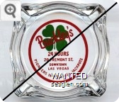 Buckley's, 24 Hours, 20 Fremont St., Downtown Las Vegas, Pioneers in Plentiful Jackpots - Red and green on white imprint Glass Ashtray