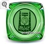 Carson Mint - Green on white imprint Glass Ashtray