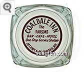 Coaldale Inn, The Parsons, Bar - Cafe - Motel, One Stop Service Station, Jct. Hwy. 6-95 Coaldale, Nev. - Maroon on white imprint Glass Ashtray