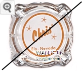 Chris' Ely, Nevada - Orange on white imprint Glass Ashtray