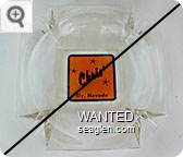 Chris' Ely, Nevada - Black on orange imprint Glass Ashtray