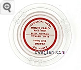 Commercial Hotel, Monte Carlo, World Famous, Elko, Nevada, Ranch Inn Casino, World Famous, Elko, Nevada - Red on white imprint Glass Ashtray