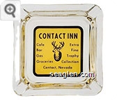 Contact Inn, Cafe, Bar, Gas, Groceries, Extra Fine Trophy Collection, Contact, Nevada - Black on yellow imprint Glass Ashtray