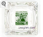 Jim and Bob Jeffress, The Christmas Tree, On the Mount Rose Highway - Green on white imprint Glass Ashtray