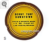 Derby Turf Downtown, Race & Sports Book, 113 So. First St., Las Vegas, Nevada - Black imprint Glass Ashtray