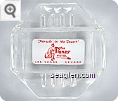 ''Miracle in the Desert'', The Dunes Hotel, Las Vegas Nevada - Red on white imprint Glass Ashtray