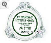 El Rancho Motels - Bar, 3310 So. Virginia, 777 E. 4th, Ph. 2-8565, 3-1031, Reno - Green imprint Glass Ashtray