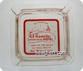 Borrowed From El Rancho Cafe Bar Casino Hotel, Wells Nevada, U.S. Hiway 40 & 93, Dial Skyline 2-3371 - Red on white imprint Glass Ashtray