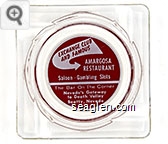 Exchange Club and Famous Amargosa Restaurant, Saloon - Gambling - Slots, The Bar On The Corner, Nevada's Gateway  to Death Valley, Beatty, Nevada - Red and white imprint Glass Ashtray