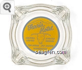 Farris Hotel, Cocktail Lounge, Strictly Modern, Tom Harren, Jack Sommers, Winnemucca, Nev. - Gray on yellow imprint Glass Ashtray