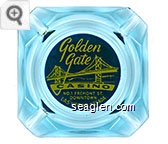 Golden Gate Casino, No. 1 Fremont St., Downtown, Las Vegas, Nevada - Yellow on blue imprint Glass Ashtray