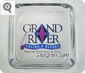 Grand River Casino & Resort, Where the Prairie Meets the Water - Black, blue and purple imprint Glass Ashtray