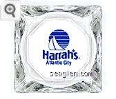 Harrah's Atlantic City - Blue imprint Glass Ashtray