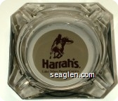 Harrah's, Lake Tahoe Resort Casino. - Brown on beige imprint Glass Ashtray