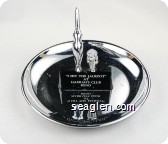 ''I Hit the Jackpot at Harrah's Club Reno'', Bottom: A Hamilton Product, Reg. U.S. Pat. Made in U.S.A. - White imprint Metal Ashtray
