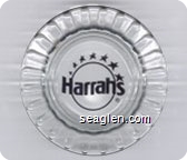 Harrahs - Black imprint Glass Ashtray