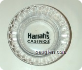 Harrahs Casinos - Black imprint Glass Ashtray