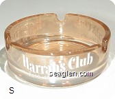 Harrah's Club, Reno and Lake Tahoe - White imprint Glass Ashtray