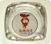 The HOLIDAY Hotel in Downtown Reno - Orange and brown imprint Glass Ashtray