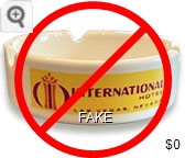 International Hotel, Las Vegas, Nevada - Red on yellow imprint Porcelain Ashtray