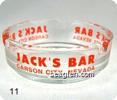 Jack's Bar, Carson City, Nevada - Orange imprint Glass Ashtray