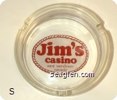 Jim's casino, west wendover nevada - Red on white imprint Glass Ashtray