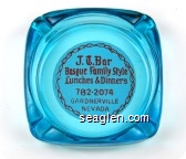 J. T. Bar, Basque Family Style Lunches & Dinners, 782-2074, Gardnerville, Nevada - Red on white imprint Glass Ashtray