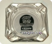 Jolly Trolley Casino, 2440 Las Vegas Blvd. So. (Across from Sahara Hotel), 385-3168 - Black on white imprint Glass Ashtray