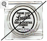 Phone 3351, Louie's Bar & Cocktail Lounge, Eureka, Nevada - Black imprint Glass Ashtray