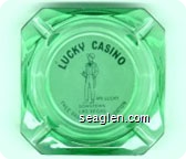 Lucky Casino, Mr. Lucky, Downtown Las Vegas, Free Parking with Validation - Black on white imprint Glass Ashtray