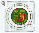 Monte Carlo Club, home of more Jackpots, Downtown Las Vegas, Nevada - Yellow, green and red imprint Glass Ashtray