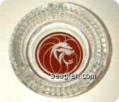 (Lion Logo) - Red and white imprint Glass Ashtray
