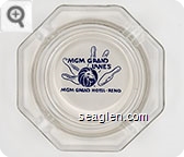 MGM Grand Lanes, MGM Grand Hotel - Reno - Blue on white imprint Glass Ashtray