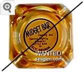 Midget Bar, Dancing and Gaming Nightly, Biggest Little Bar in Ely, Nevada - Black on white imprint Glass Ashtray
