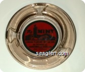 The Mint, Coining Pleasure All The Time, Free Parking, Downtown Las Vegas - Black on red imprint Glass Ashtray
