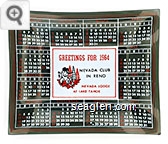 Greetings for 1964, Nevada Club in Reno, Nevada Lodge at Lake Tahoe - Red, white and black imprint Glass Ashtray