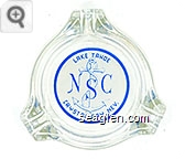 Lake Tahoe, NSC, Crystal Bay, Nev. - Blue on white imprint Glass Ashtray