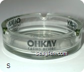 Ohkay Casino - Resort, San Juan Pueblo, NM, 1-800-PLAY-AT OK! - Black imprint Glass Ashtray