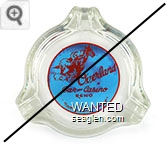Overland Bar and Casino, Reno, ''Never a Dull Moment'' - Red on blue imprint Glass Ashtray