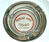 Overland Hotel Casino, Reno, Nevada - Red on white imprint Glass Ashtray