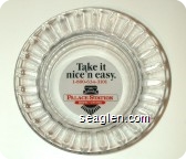 Palace Station, Take it nice 'n easy. 1-800-634-3101 Hotel - Casino - Red and black on white imprint Glass Ashtray