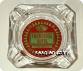 Ponderosa Hotel, Reno, Nevada - Red and green imprint Glass Ashtray