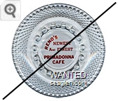 Reno's Newest And Finest, Primadonna Cafe - Red on white imprint Glass Ashtray