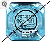 Pony Express Saloon, Minden Nevada - Black on white imprint Glass Ashtray