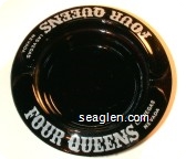 Four Queens, Las Vegas Nevada - White imprint Glass Ashtray