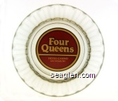 Four Queens Hotel Casino, Las Vegas NV - Gold on maroon imprint Glass Ashtray