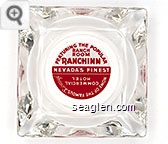 Featuring the Popular Ranch Room, Ranch Inn, Nevada's Finest, Home of the Famous ''Lounge'', Commercial Hotel - Red and white imprint Glass Ashtray